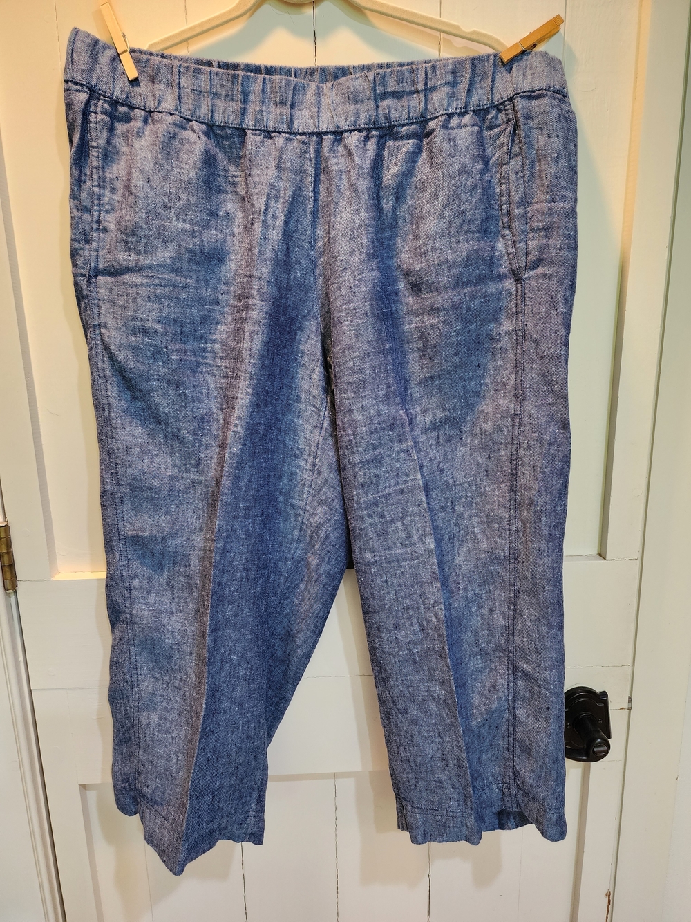 J Jill Blue Linen-Blend Casual Crop Pants XL